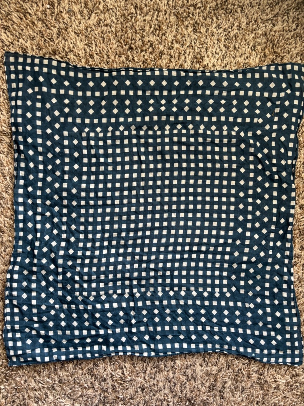 Navy and Cream Geometric Square Scarf